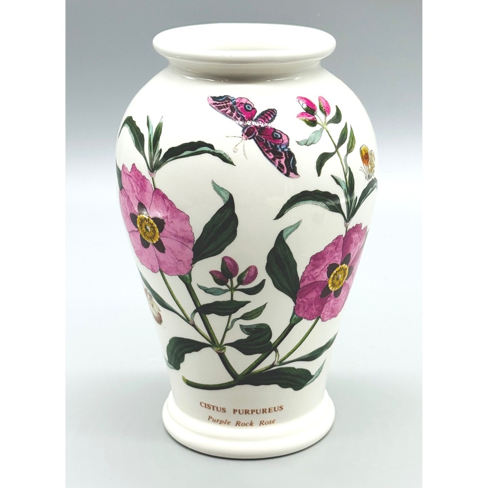 Portmeirion Botanic Garden Canton Vase Cistus Purpureus Purple Rock Rose